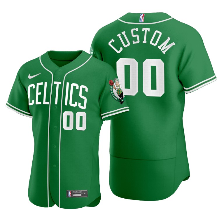 Men's Boston Celtics Customized 2020 Green NBA X MLB Crossover Edition Stitched Jersey